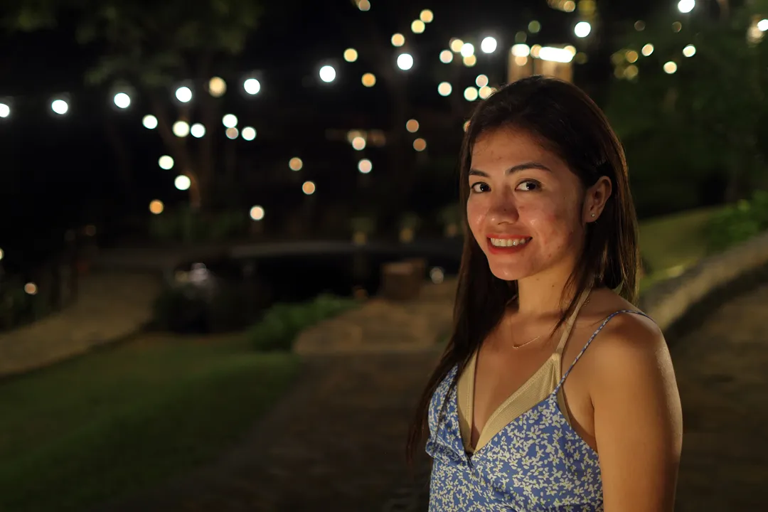 Illuminated garden at night