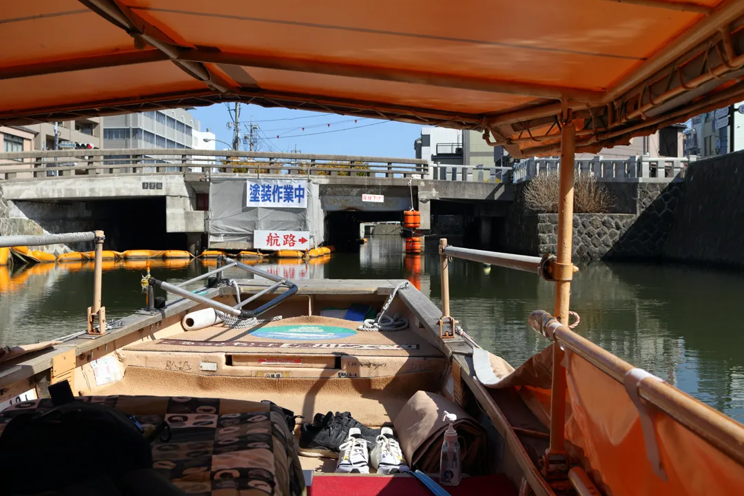 View of bridge in Matsue from boat