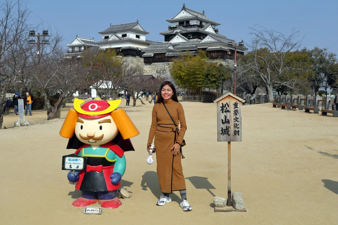 Matsuyama Castle with mascot