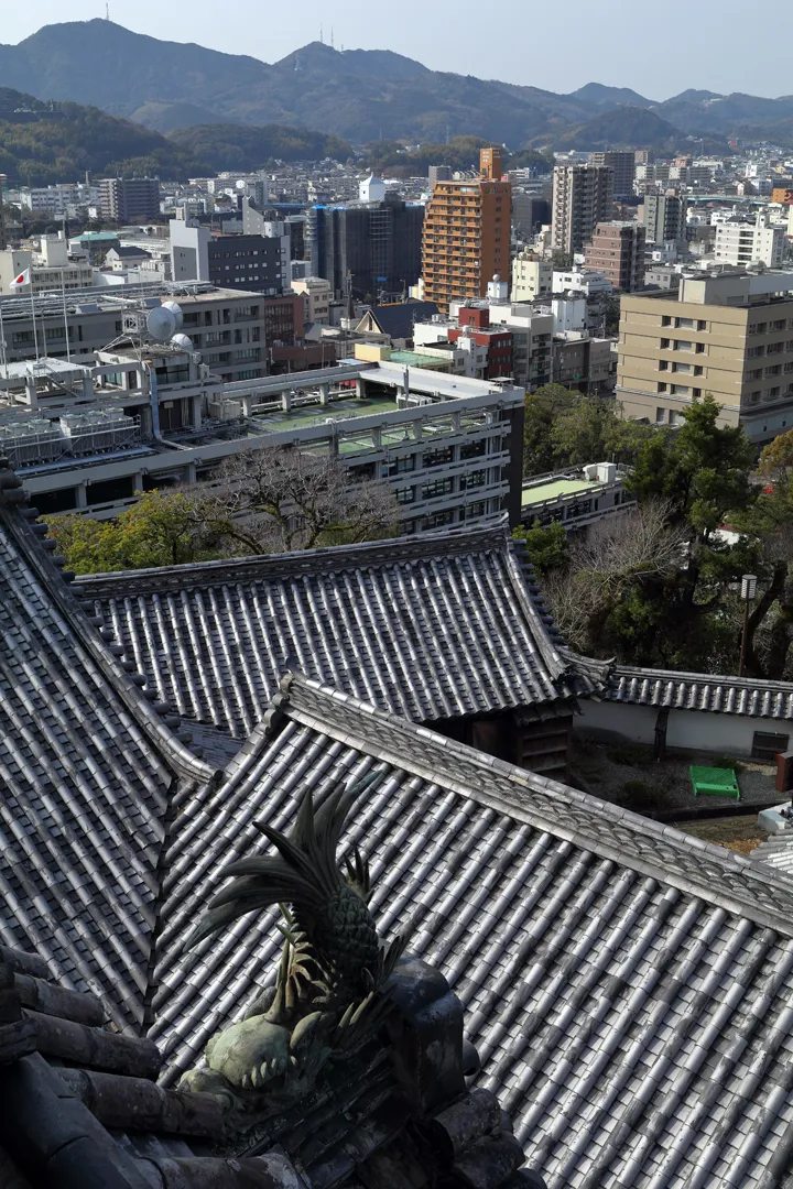 A decorative element on the roof of Kōchi Castle