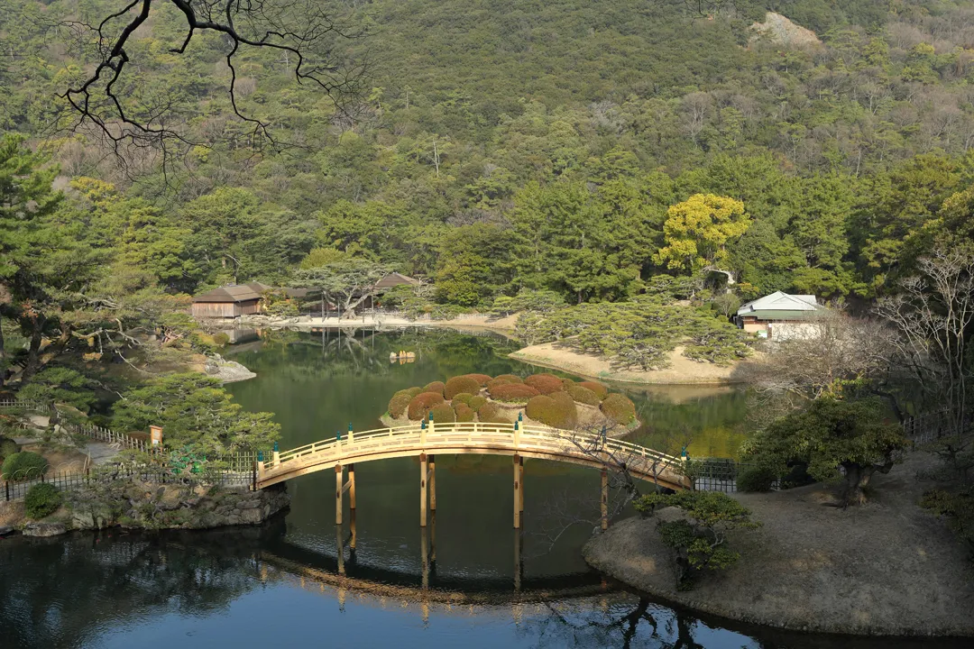 The most famous view of Ritsurin Garden