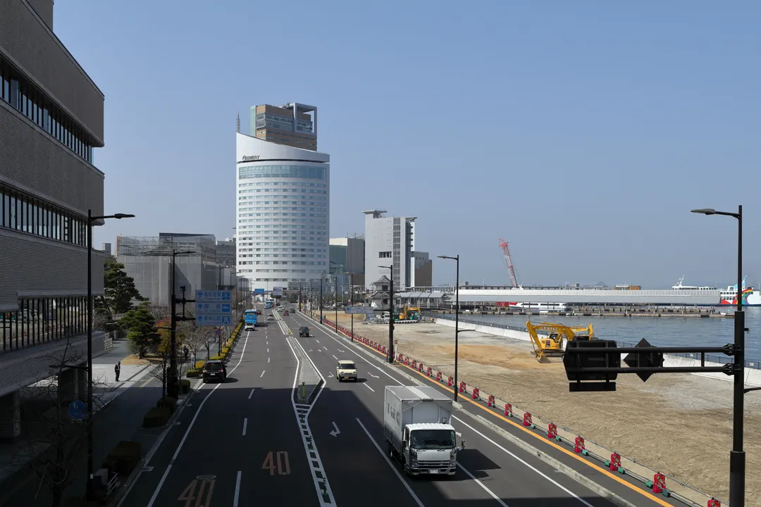 The waterfront under construction in Takamatsu