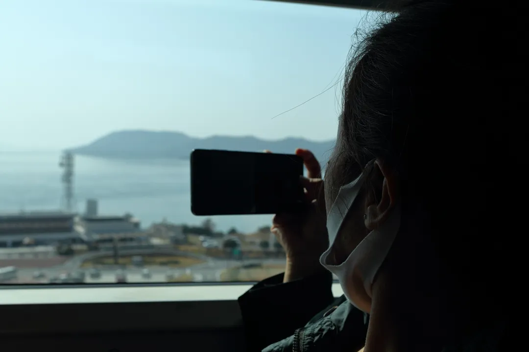 View from a train crossing the Great Seto Bridge