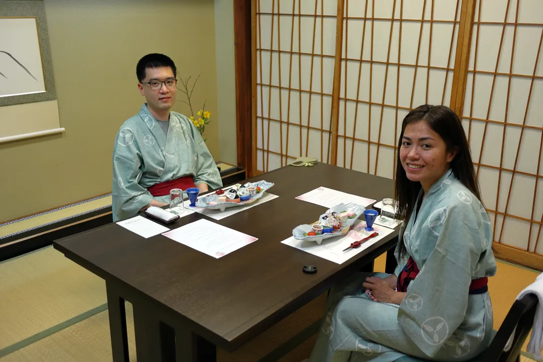 In the dining room at Kashiwaya Honten