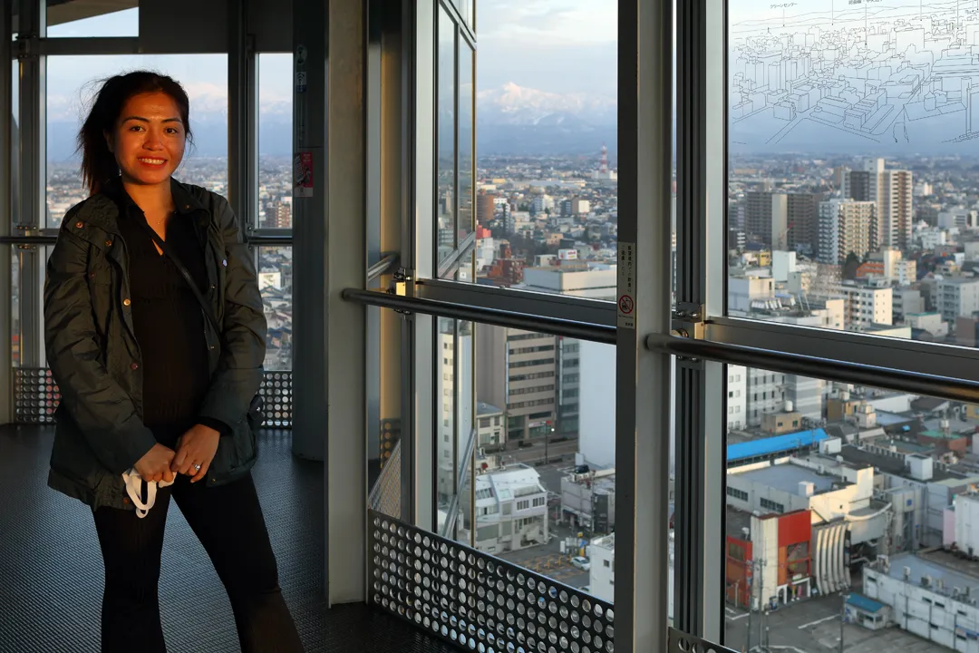 Inside the observation tower at Toyama City Hall