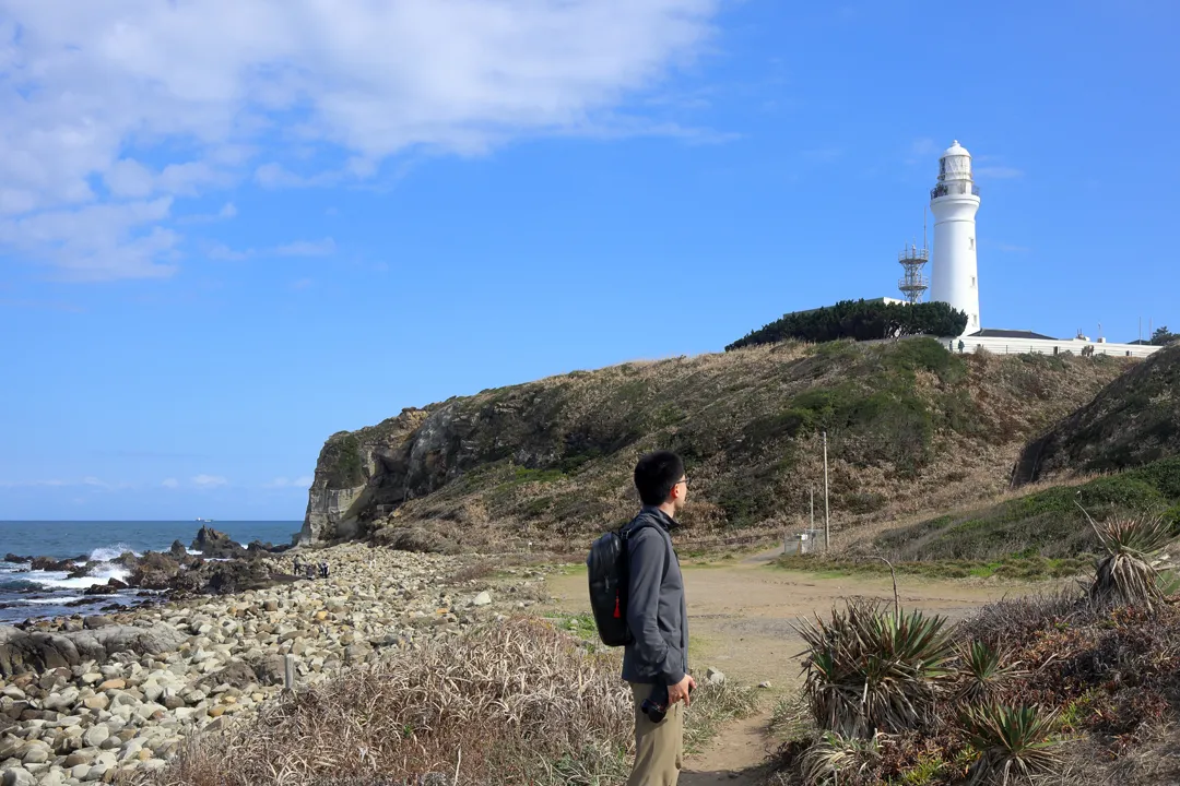 Looking at the lighthouse from the beach