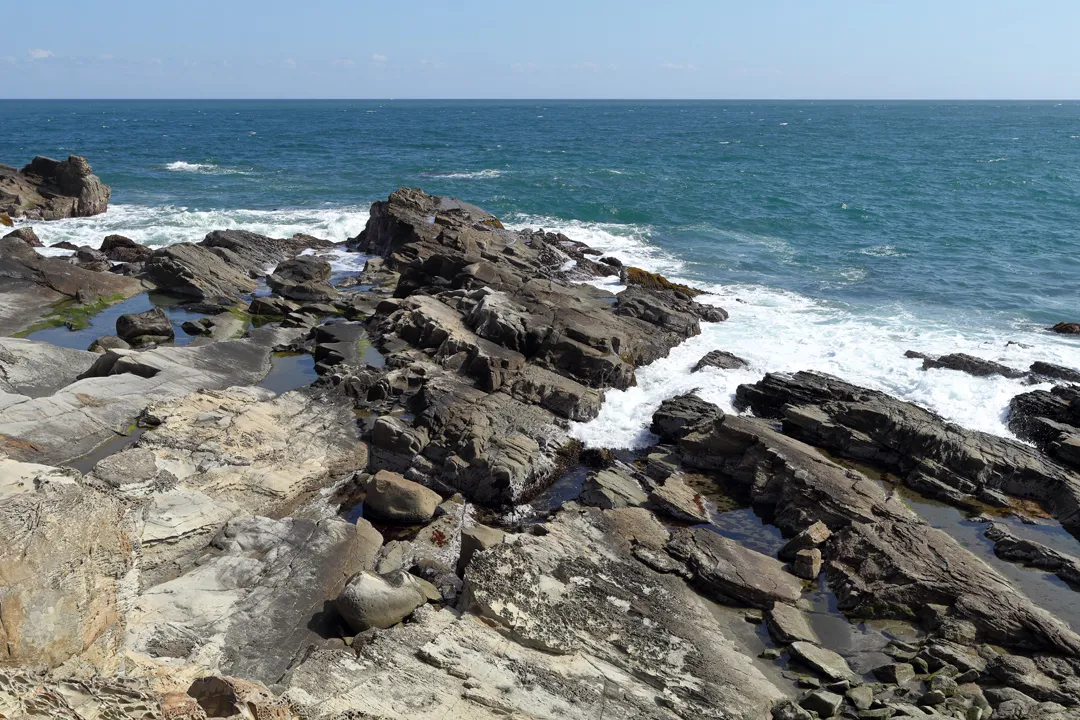 Waves crashing against the rocks