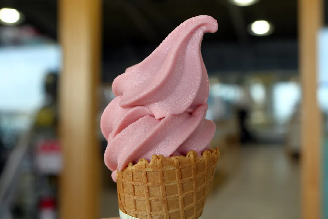 Strawberry ice cream cone