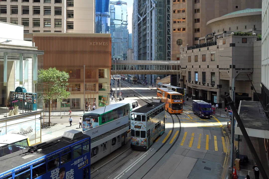 Trams and buses in Hong Kong