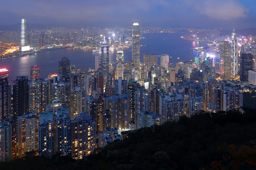 View of Hong Kong at night from Victoria Peak