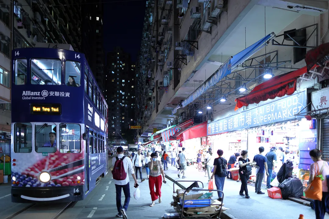 Street market in North Point at night