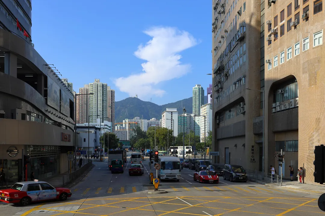 A wide street in Kowloon