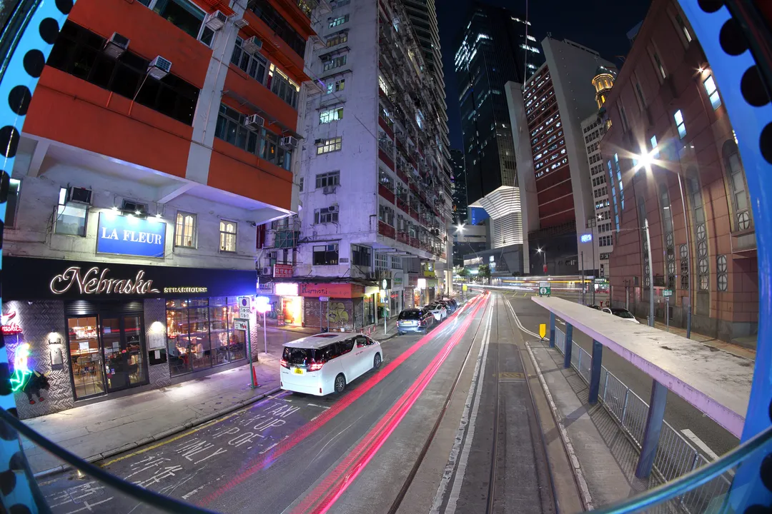 Rear view from a tram