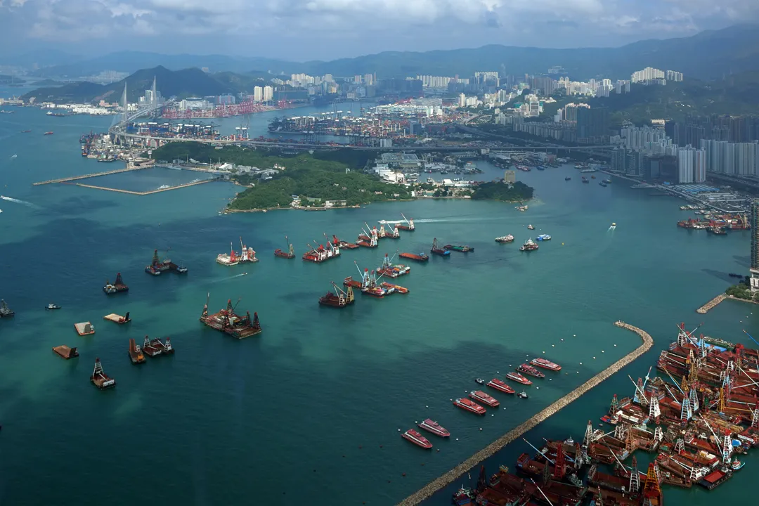 The container terminals and the Stonecutters Bridge