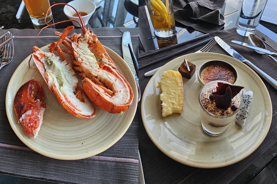 Food selections from the buffet at the Ritz-Carlton, Hong Kong